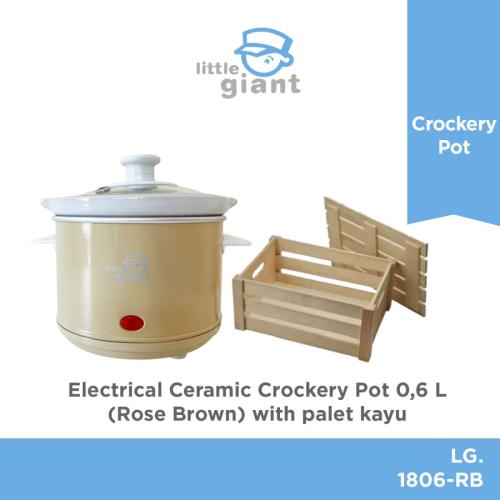 Electrical Ceramic Crockery Pot 0,6 L - Rose Brown, with Palet Kayu